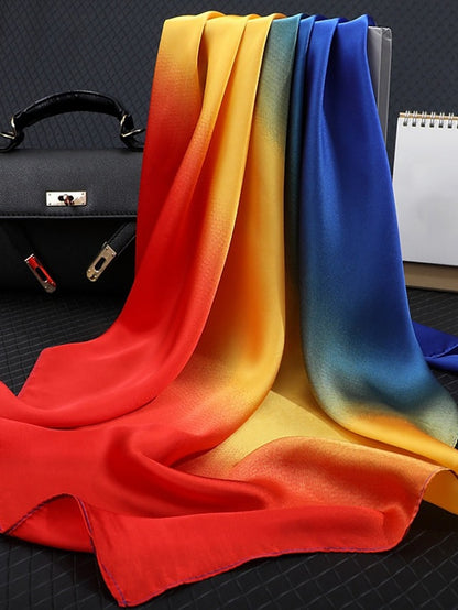 Gradient Color 70*70cm Scarf Hijab Women Square Wrap Shawl Head Neck Cover Plain Hair Tie Band Beach Hijab Female Foulard - LuckyFash™