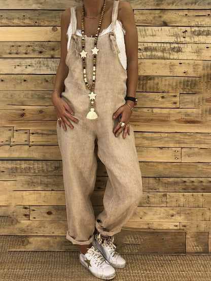 Women Casual Solid Color Suspender Jumpsuit - LuckyFash™
