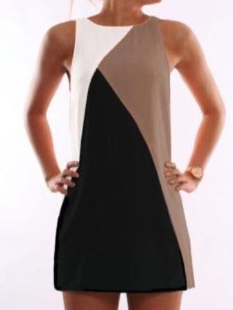 Women Color Contrasting Sleeveless Dress - LuckyFash™