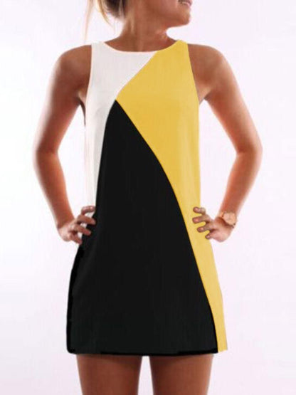 Women Color Contrasting Sleeveless Dress - LuckyFash™