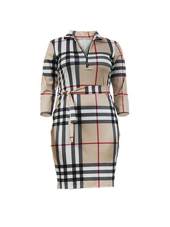 Women' Fall Slim Plaid Dress - LuckyFash™