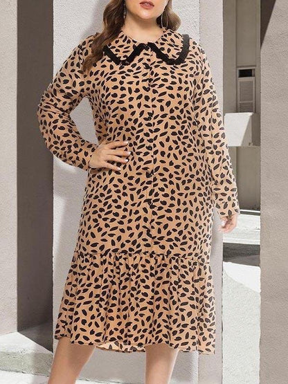 Women Fashion Mermaid Leopard Print Plus Size Dress - LuckyFash™