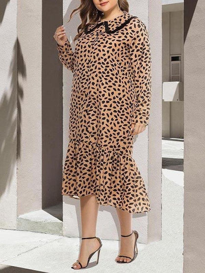 Women Fashion Mermaid Leopard Print Plus Size Dress - LuckyFash™