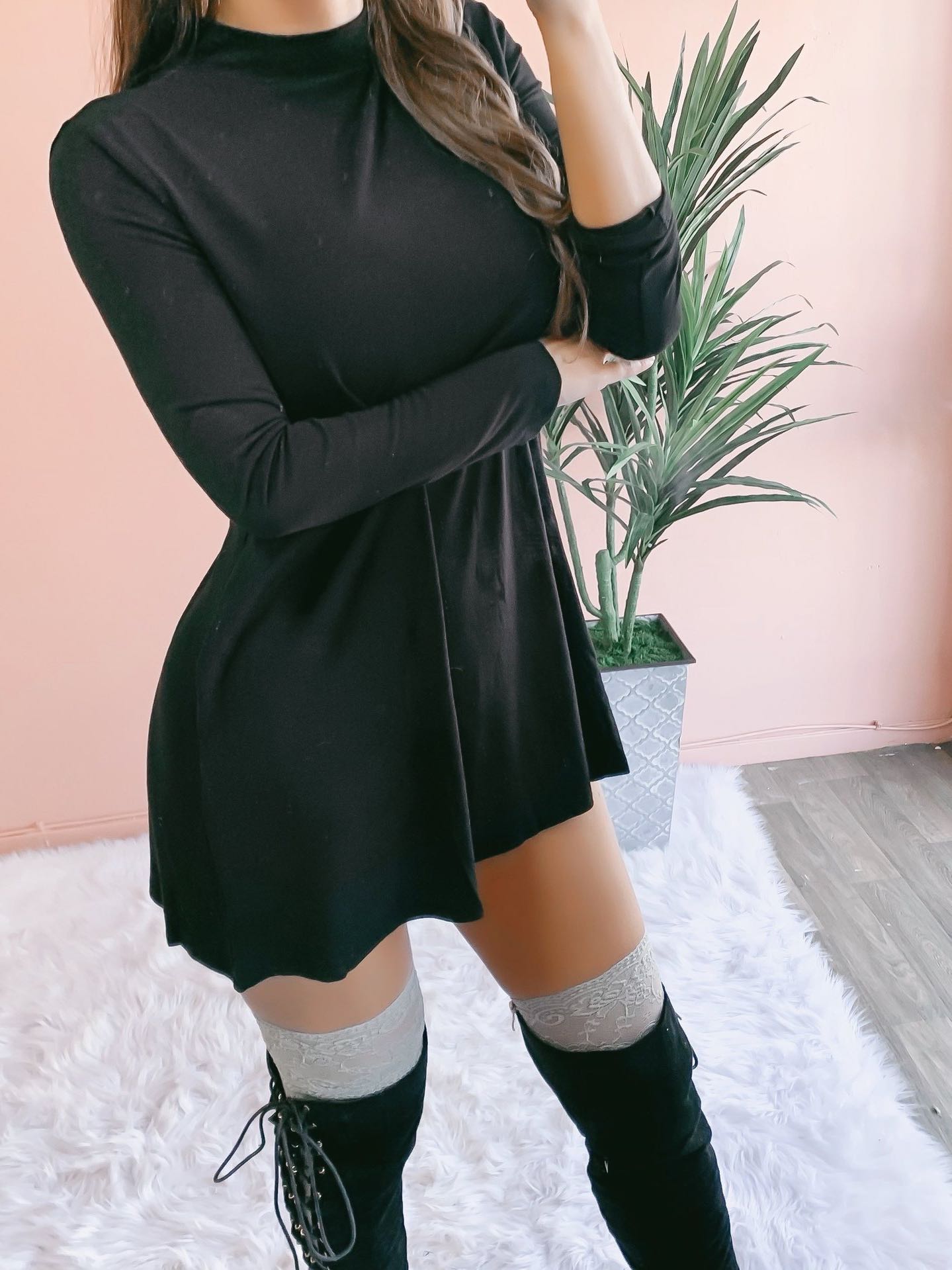 Women Long Sleeve Pocket Aline Dress - LuckyFash™