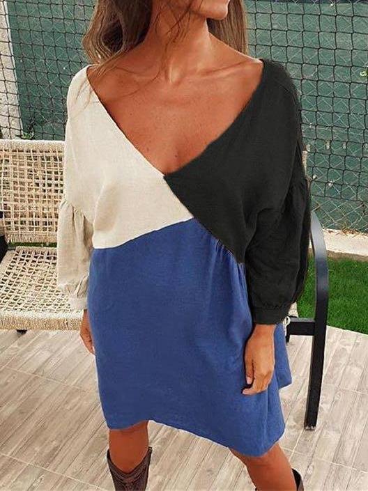 Women Loose Backless V-neck Aline Dress - LuckyFash™
