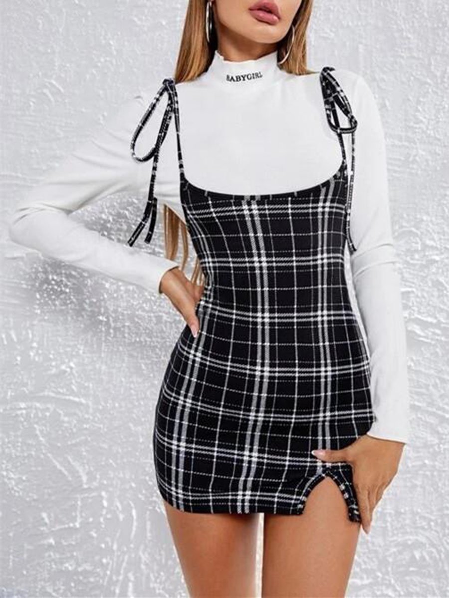 Women Slip Plaid Cherrykeke Dress - LuckyFash™