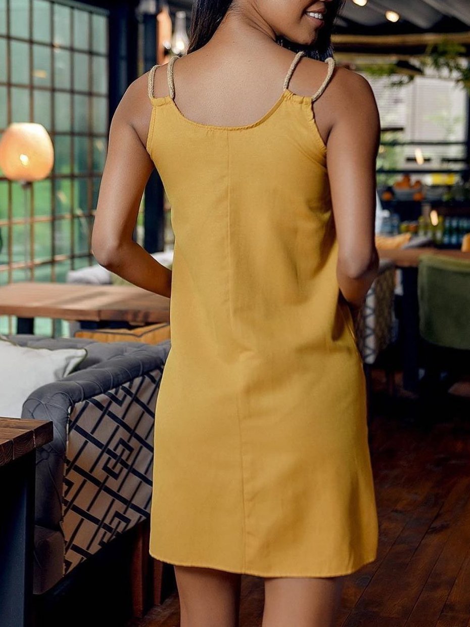 Women Solid Color Pocket Aline Dress - LuckyFash™