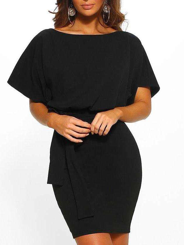 Women's Belted Round Neck Short Sleeve Wrap Dress - LuckyFash™