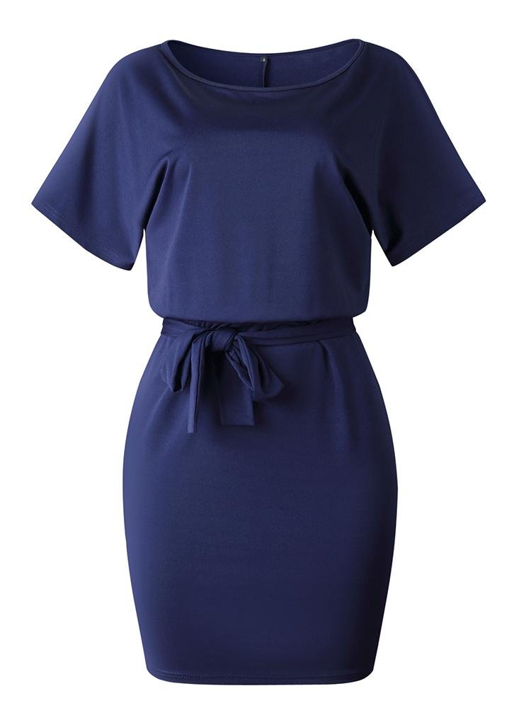 Women's Belted Round Neck Short Sleeve Wrap Dress - LuckyFash™
