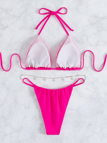 Women's Bikinis Butterfly Ornament Halter Strap Two Piece Bikini - LuckyFash™