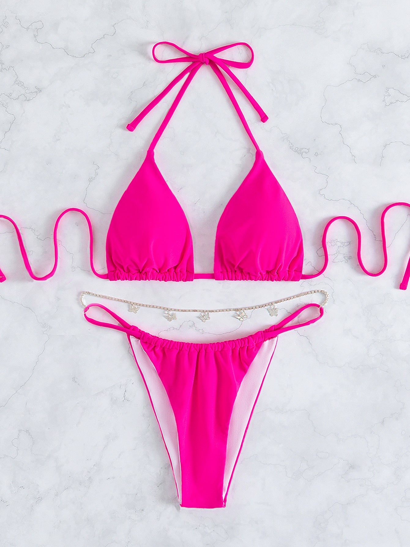 Women's Bikinis Butterfly Ornament Halter Strap Two Piece Bikini - LuckyFash™