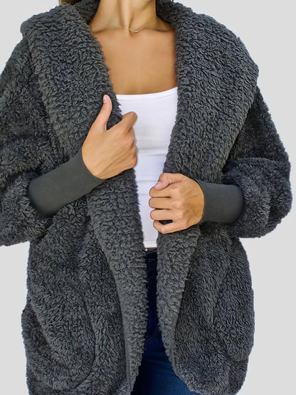 Women's Coats Fashion Furry Hooded Pocket Coat - LuckyFash™
