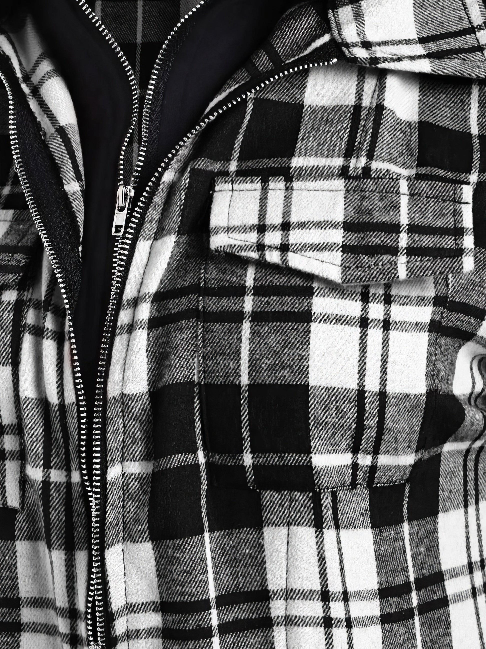 Coats Plaid Pocket Zipper Long Sleeve Hooded Coats - LuckyFash™