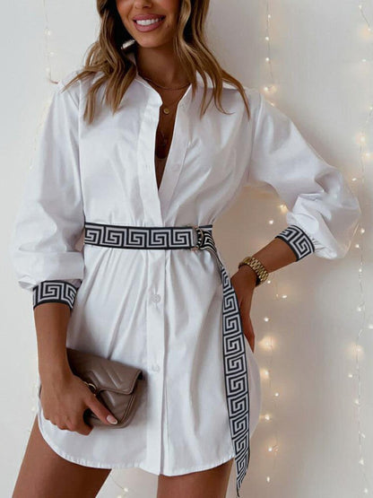 Dresses Buttoned Long Sleeve Slit Shirt Dress - LuckyFash™