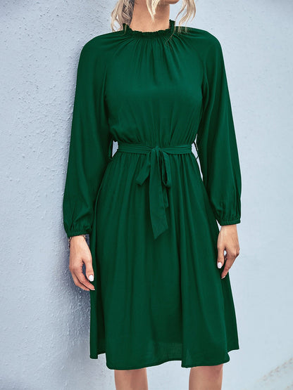 Dresses Classic Solid Lace Up Long Sleeve Mini Dress - LuckyFash™