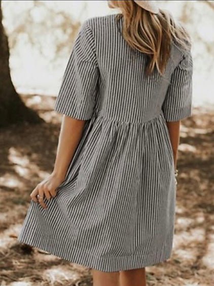 Dresses Crewneck Striped Pocket Casual Dress - LuckyFash™