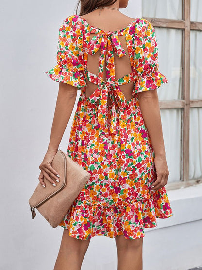Dresses Fashion Print Backless Strap Sexy Mini Dress - LuckyFash™