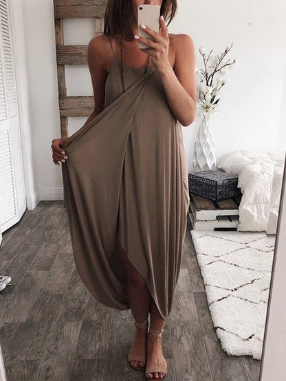 Dresses Loose Solid Knitted Irregular Dress - LuckyFash™