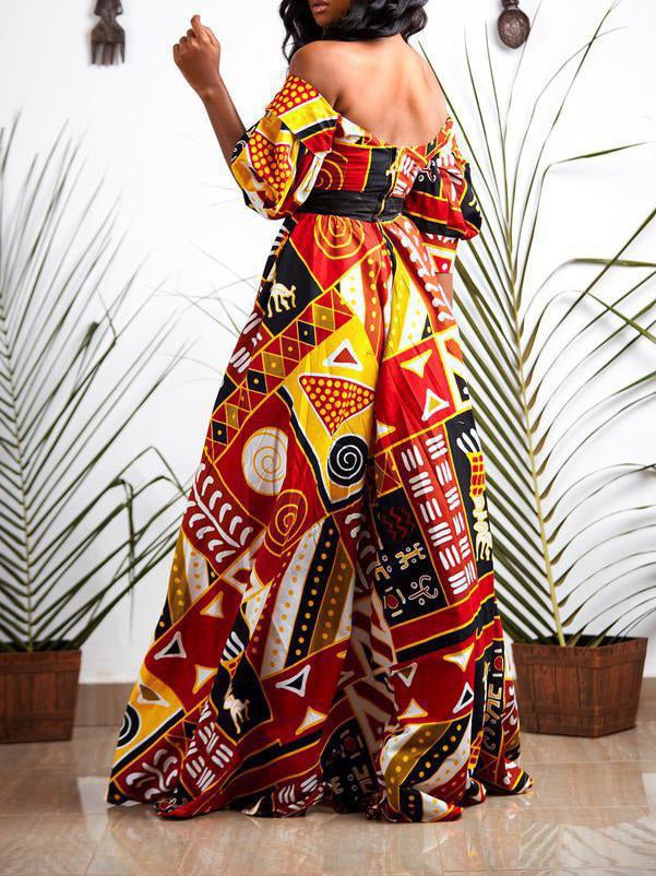 Dresses Multicolor Printed Backless High Slit Dress - LuckyFash™