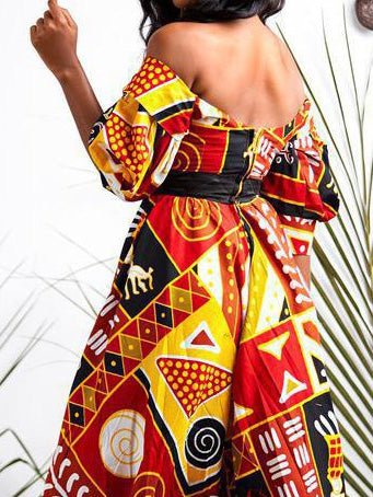 Dresses Multicolor Printed Backless High Slit Dress - LuckyFash™