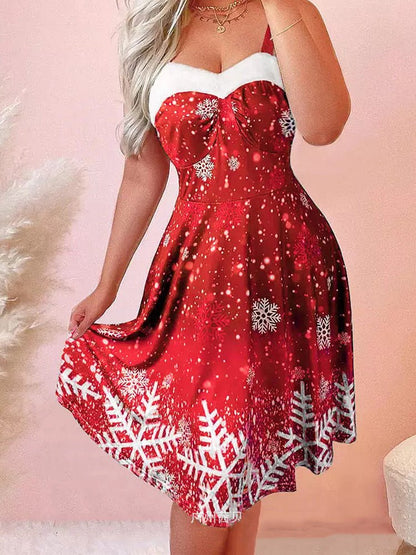 Dresses Ombre Snowflake Print Vintage Dress - LuckyFash™