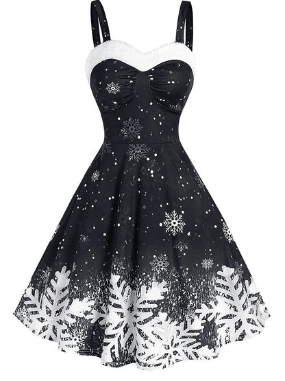 Dresses Ombre Snowflake Print Vintage Dress - LuckyFash™