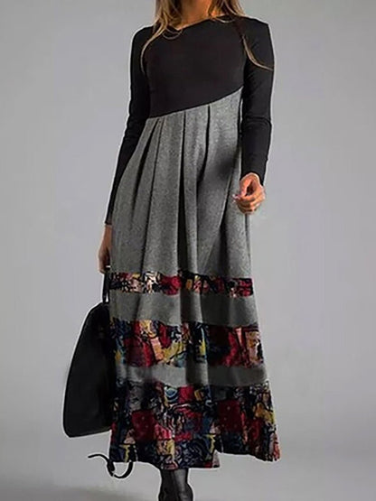 Dresses Printing Temperament Slim Long Sleeve Midi Dress - LuckyFash™