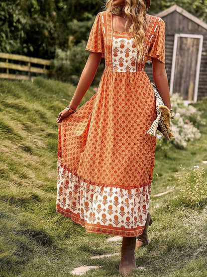 Dresses  Short Sleeved Bohemian Casual Midi Dress - LuckyFash™