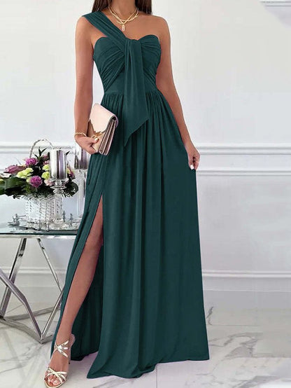 Dresses Simple Sleeveless Off Shoulder Slit Dress - LuckyFash™