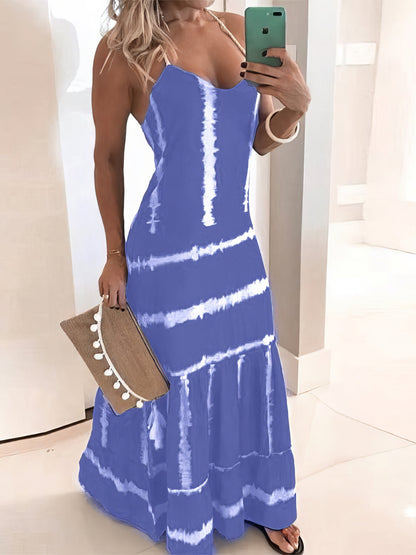 Dresses Sling Stripe Print Sleeveless Fitted Dress - LuckyFash™