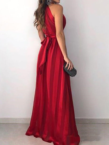 Dresses Striped Tie V-Neck Sleeveless Dress - LuckyFash™