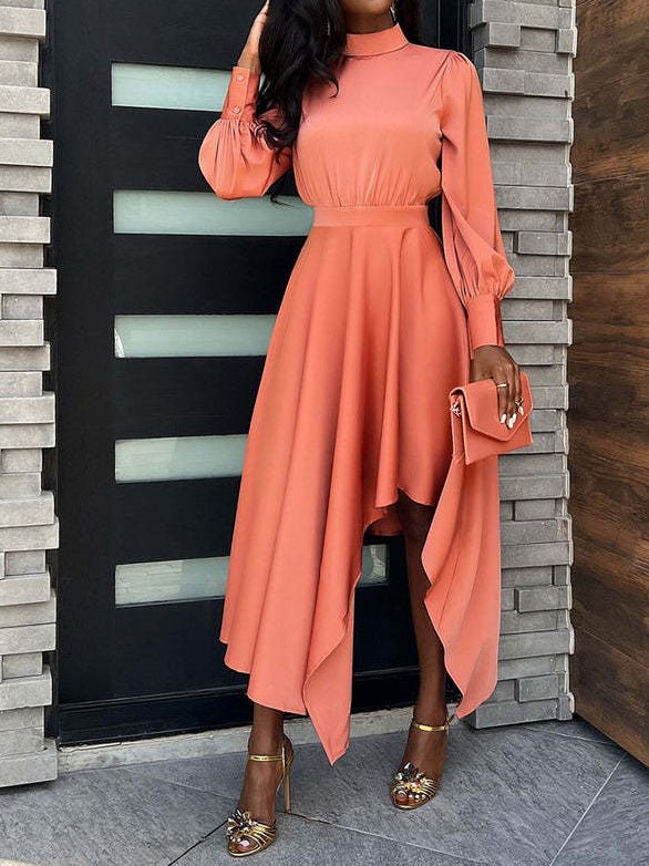 Dresses Turtleneck Long Sleeve Irregular Dress - LuckyFash™