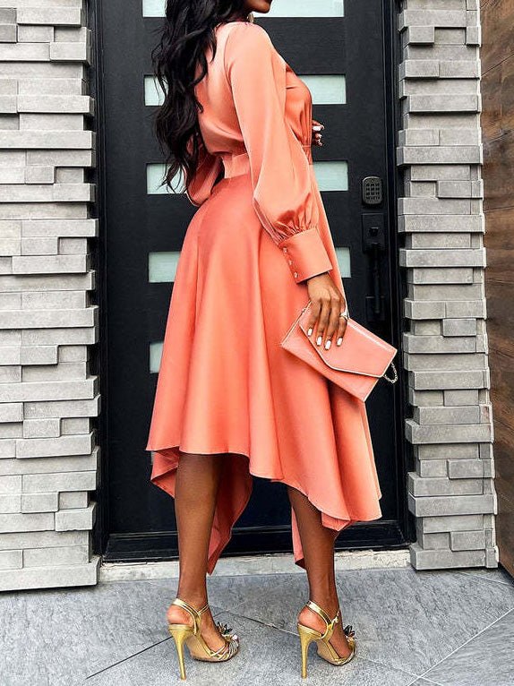 Dresses Turtleneck Long Sleeve Irregular Dress - LuckyFash™