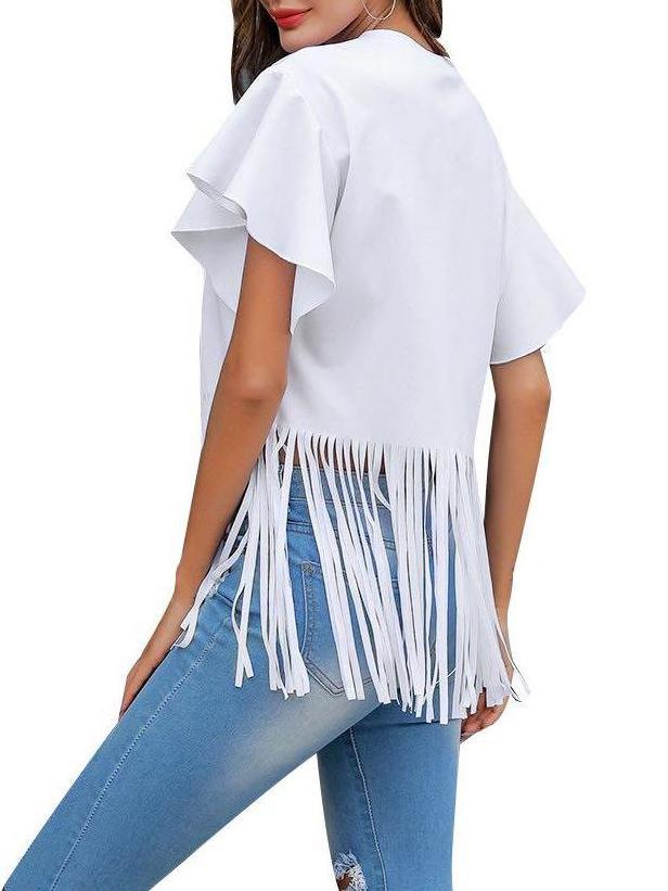 Women's Falbala Pure Color Top with Tassels - LuckyFash™