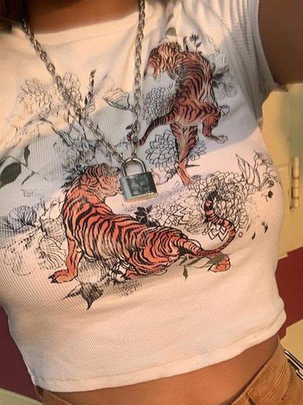 Women's fashion tiger printed top - LuckyFash™