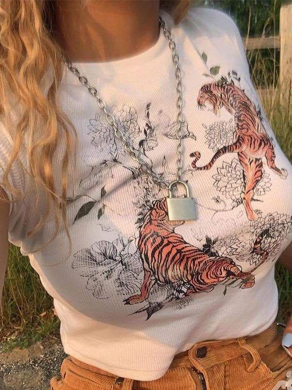 Women's fashion tiger printed top - LuckyFash™
