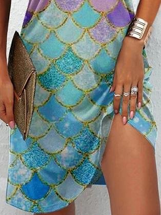Women's Fish Scale Print Halter Dress - LuckyFash™