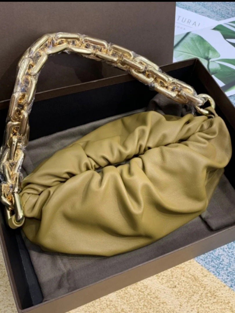 Women's Handbags Chain Cloud Pleated Leather Underarm Bag - LuckyFash™