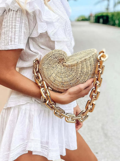 Handbags Conch Shell Shape Rattan Chain Shoulder Bag - LuckyFash™