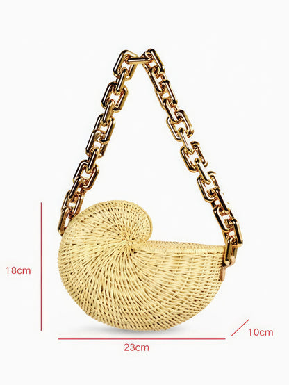 Handbags Conch Shell Shape Rattan Chain Shoulder Bag - LuckyFash™