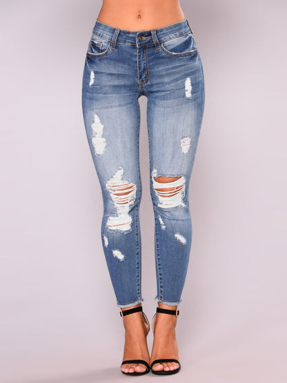 Women's High-Rise Skinny Ripped Jeans - LuckyFash™