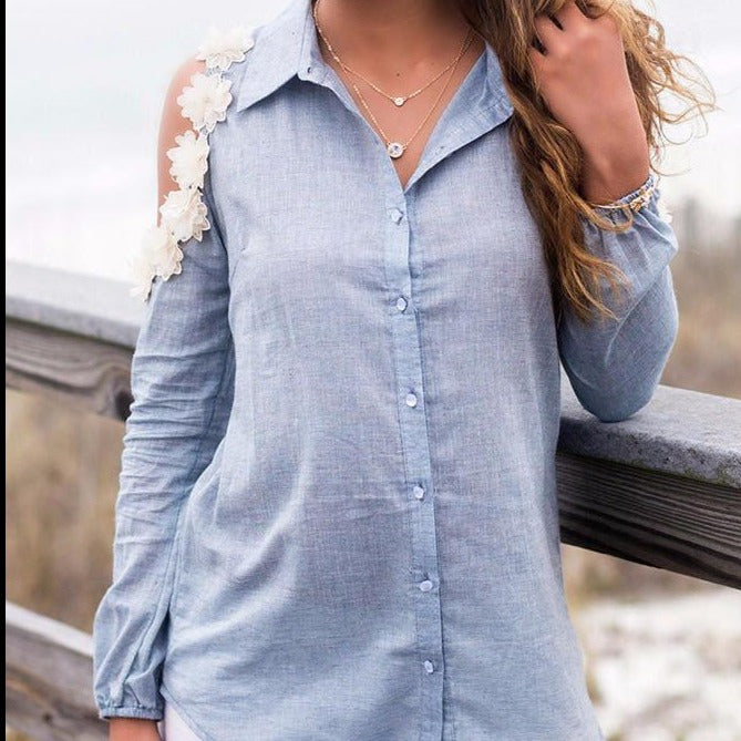 Women's Hollow Floral Shirt Top - LuckyFash™