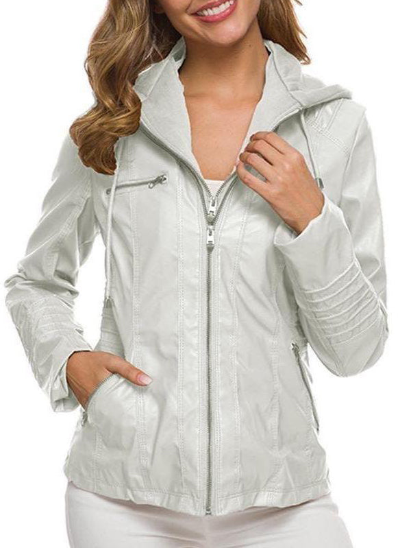 Women's Hooded PU Leather Jacket - LuckyFash™