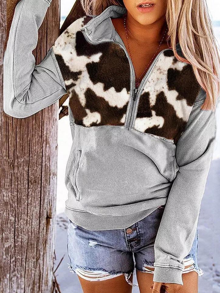 Women's Hoodie Leopard Print Zip Pocket Long Sleeve Hoodie - LuckyFash™