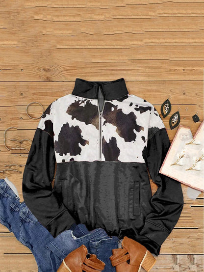 Women's Hoodie Leopard Print Zip Pocket Long Sleeve Hoodie - LuckyFash™