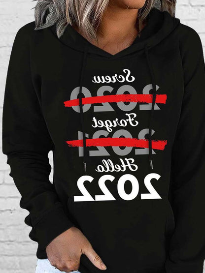 Women's Hoodies  Printed Pocket Drawstring Long Sleeve Hoodie - LuckyFash™