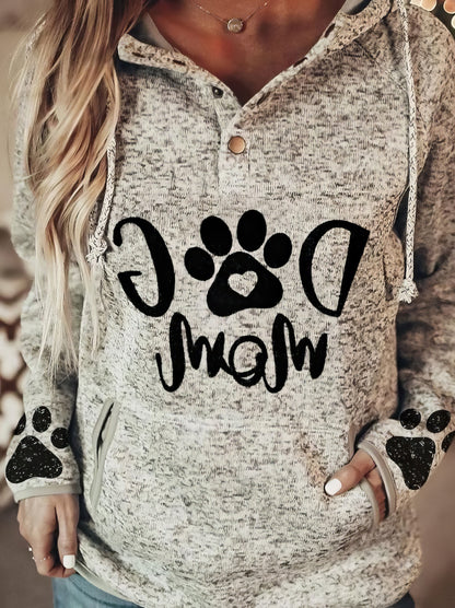 Hoodies Dog Paw Print Pullover Button Hoodie - LuckyFash™