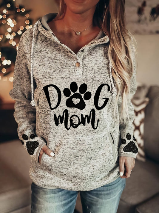 Hoodies Dog Paw Print Pullover Button Hoodie - LuckyFash™