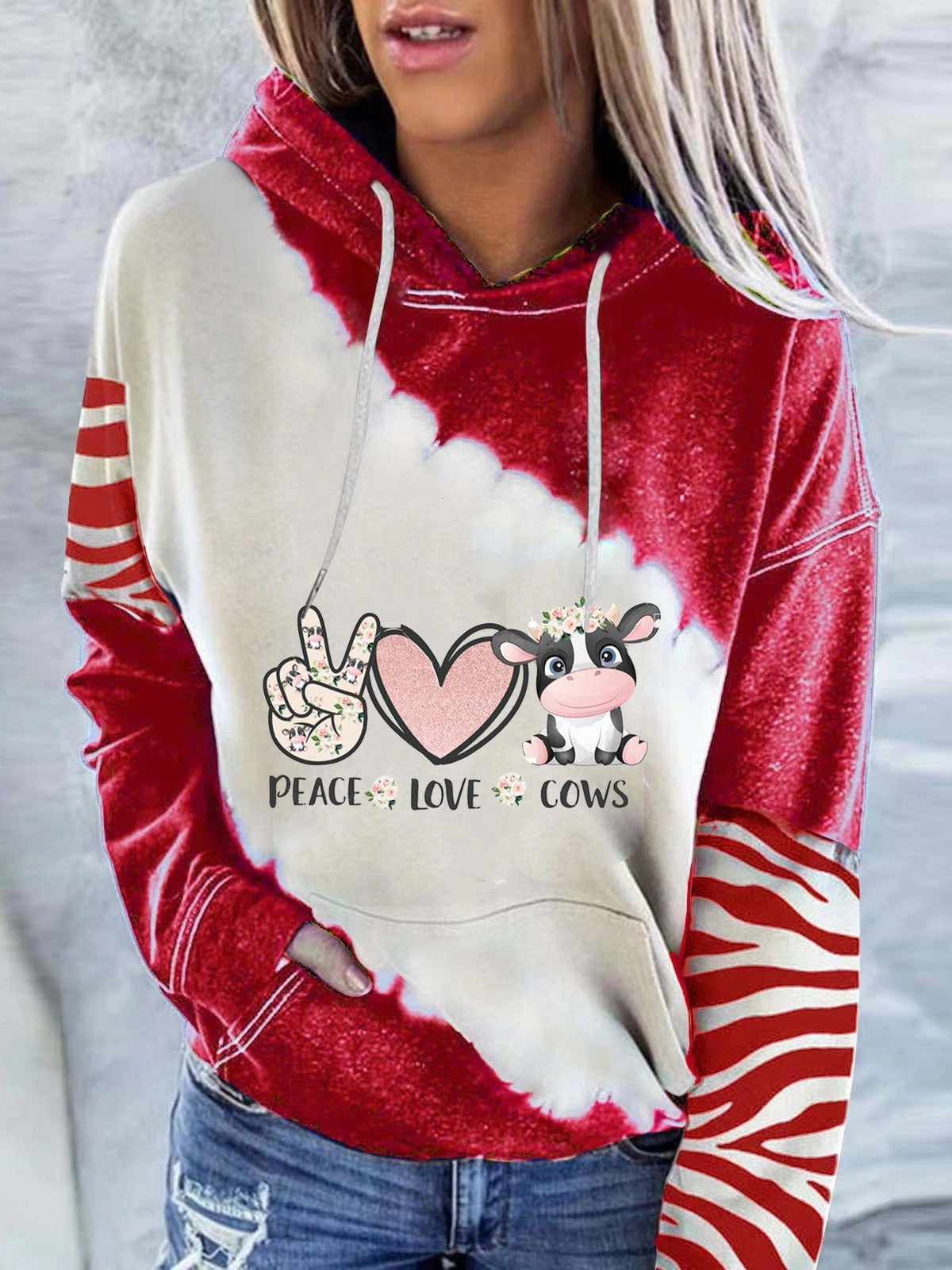 Women's Hoodies Animal Print Pocket Long Sleeve Hoodie - LuckyFash™