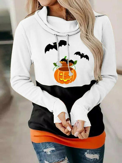 Women's Hoodies Bat Pumpkin High Neck Casual Long Sleeve Hoodie - LuckyFash™